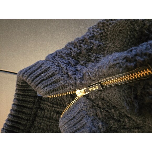 Polo Ralph Lauren Women's Black Chunky Cable Knit Mock Neck Sweater Size Medium - Picture 5 of 5